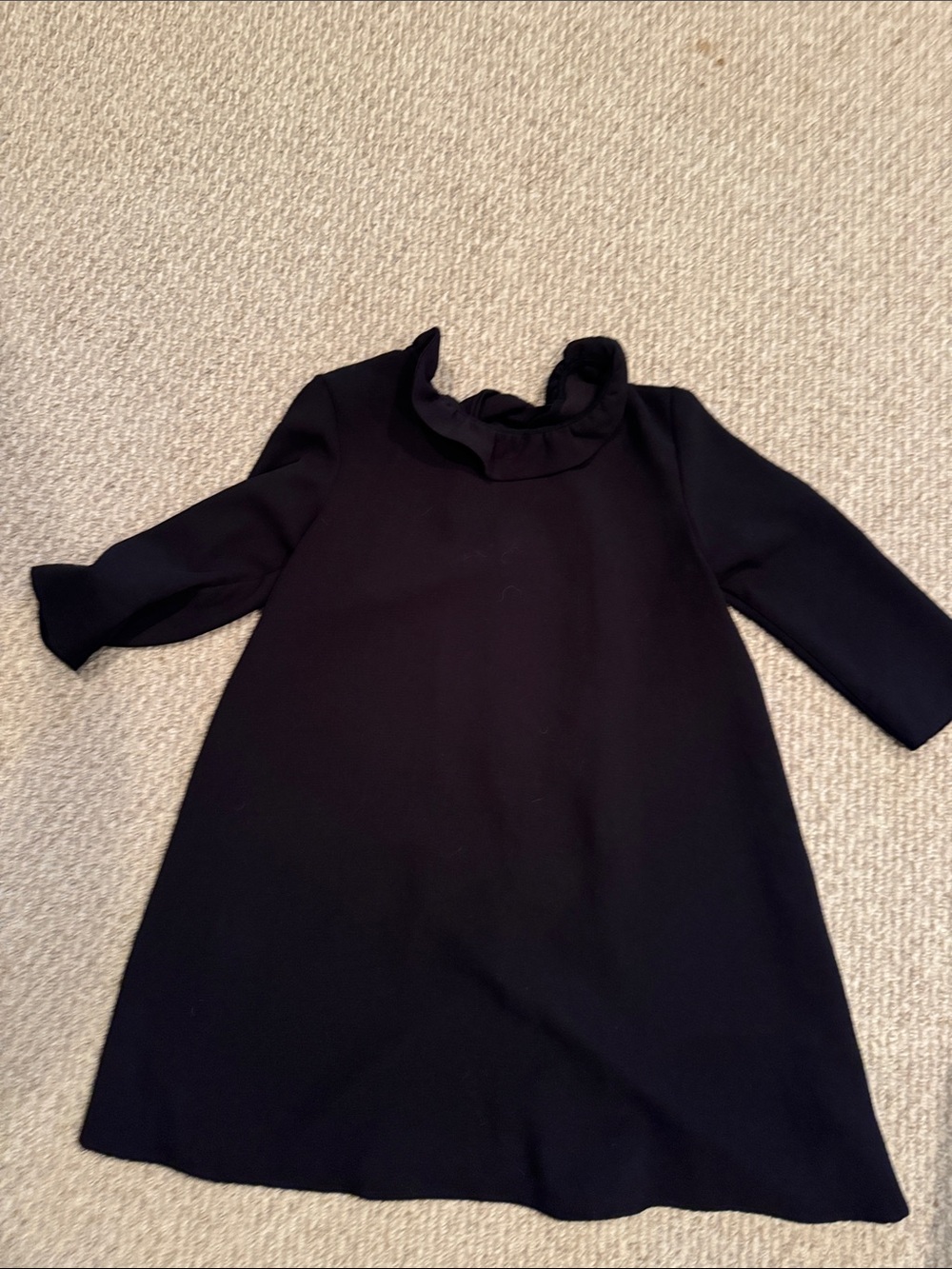 Pomander Place Black Ruffle Neck A-Line Dress